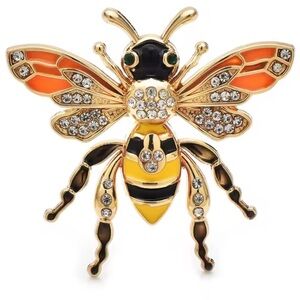 Orange Bee Gold Crystal Brooch